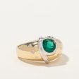 Synthetic Emerald & Natural Diamond Ring | 0.95ct, 0.06ctw | SZ 7 | Online Hot Sale