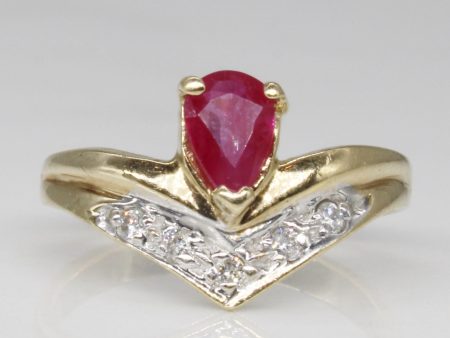 Synthetic Ruby & Diamond Point Ring | 0.23ct, 0.03ctw | SZ 3.5 | For Sale