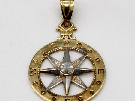 10k Two Tone Gold Compass Charm Fashion