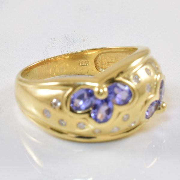 Tanzanite & Diamond Flower Petal Ring | 0.16ctw, 1.00ctw | SZ 8.25 | Online Sale