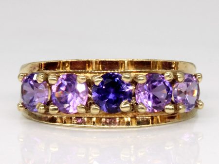 Synthetic Purple Sapphire Five Stone Ring | 2.50ctw | SZ 7 | Online now