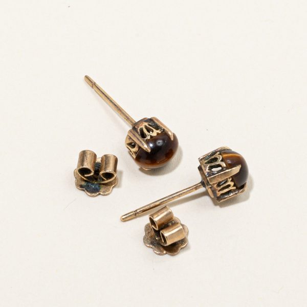 Tiger s Eye Stud Earrings | 1.20ctw | For Cheap