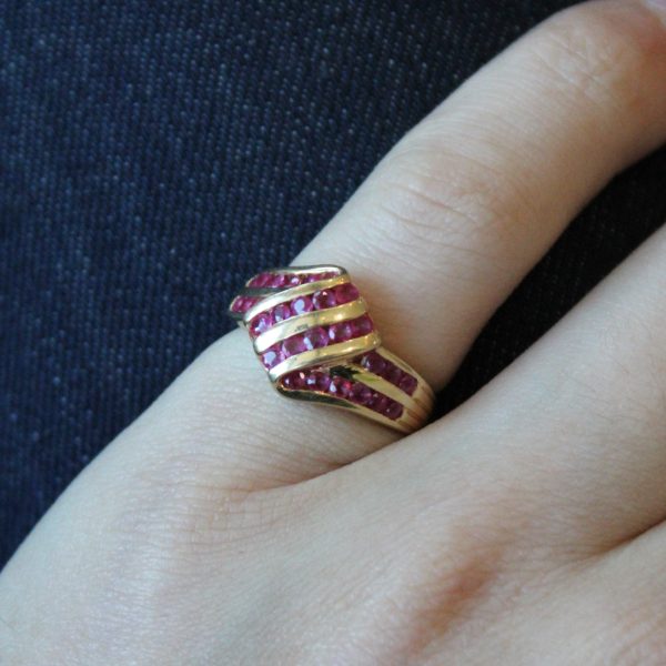 Synthetic Ruby Waterfall Ring | 0.60ctw | SZ 6 | For Discount