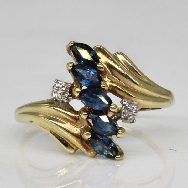 Synthetic Sapphire & Diamond Waterfall Ring | 0.43ctw, 0.01ctw | SZ 5.5 | For Sale