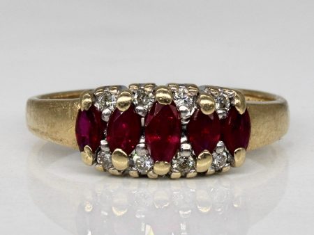 Synthetic Ruby & Diamond Ring | 0.45ctw, 0.06ctw | SZ 6.25 | For Discount