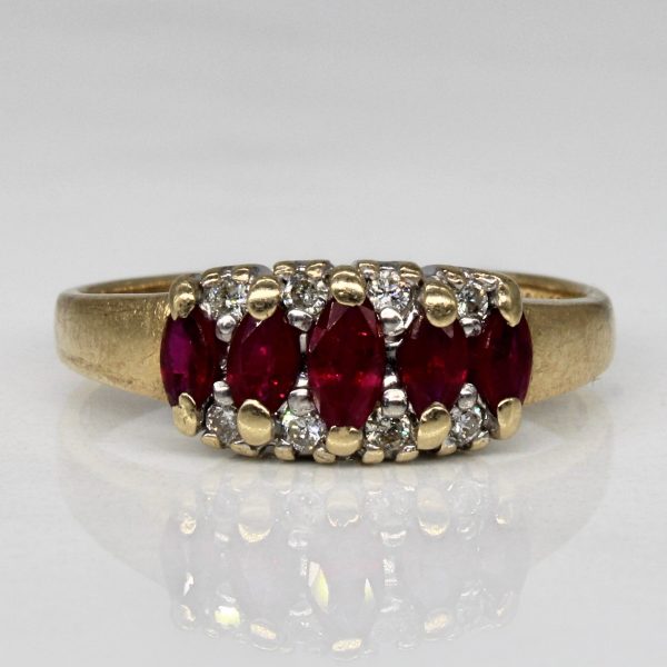 Synthetic Ruby & Diamond Ring | 0.45ctw, 0.06ctw | SZ 6.25 | For Discount