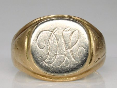 10k Two Tone Gold Signet Ring | SZ 9.5 | For Sale