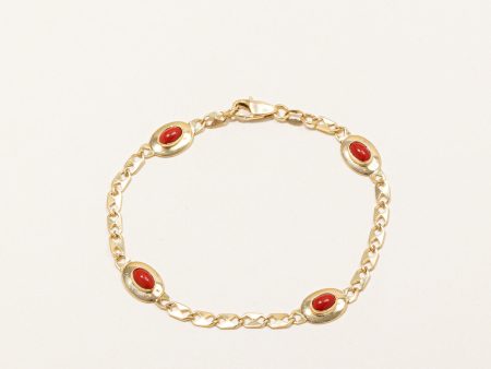 Italian Pink Coral Bracelet | 1.30ctw | 7.25  | For Sale