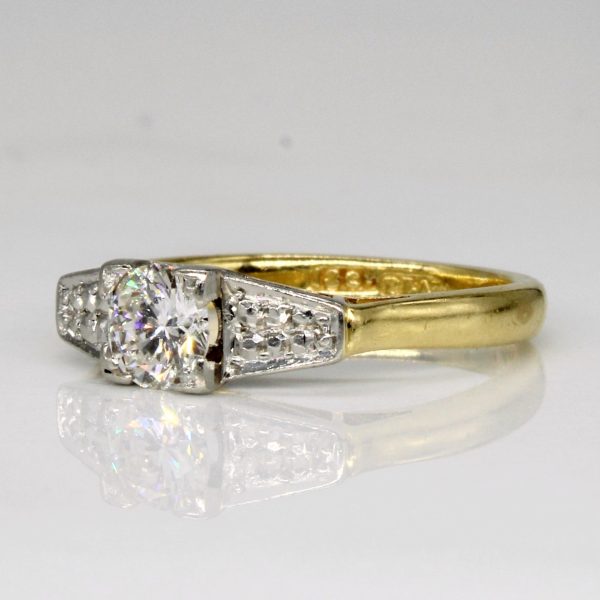 Vintage Diamond Engagement Ring in 18k with Platinum Setting  | 0.42ct | SZ 4.5 | For Cheap