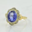 Synthetic Sapphire & Diamond Halo Cocktail Ring | 3.40ct, 0.08ctw | SZ 8 | For Sale