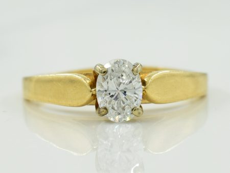 Solitaire Oval Cut Diamond Ring | 0.48ct | SZ 7.5 | on Sale