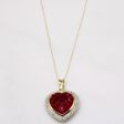 Synthetic Ruby & Natural Diamond Heart Pendant & Necklace | 6.00ct, 0.016ctw | 18  | For Cheap