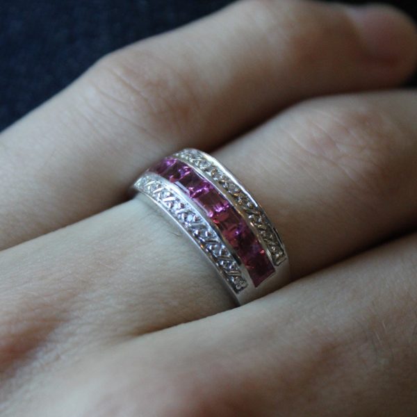 Tourmaline & Diamond Semi Eternity Ring | 0.91ctw, 0.07ctw | SZ 9 | Hot on Sale