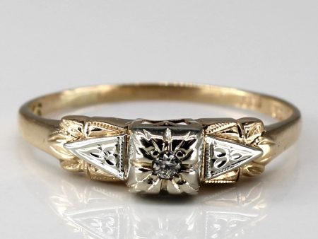 Solitaire Diamond Vintage Gold Ring | 0.02ct | SZ 7.5 | For Sale