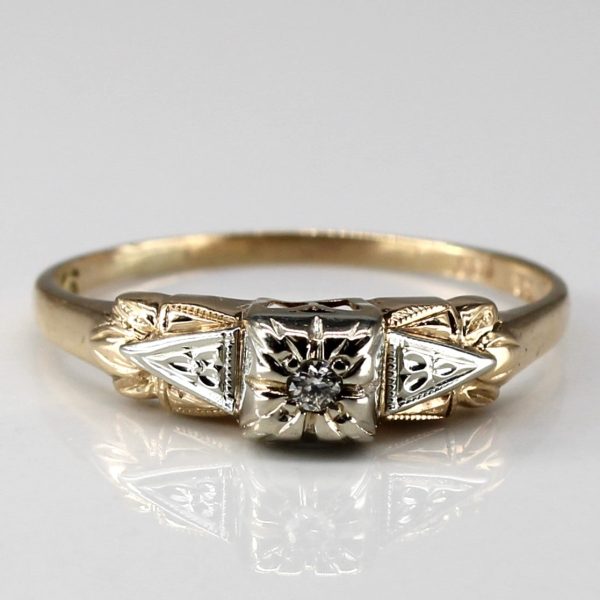 Solitaire Diamond Vintage Gold Ring | 0.02ct | SZ 7.5 | For Sale