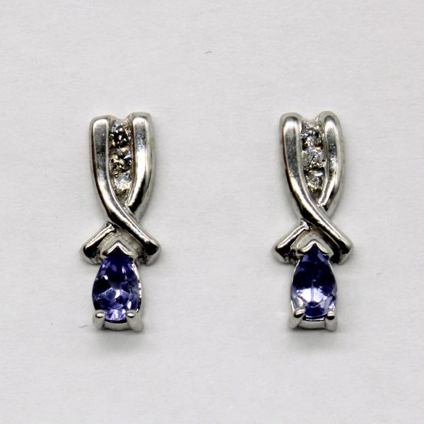 Tanzanite & Diamond Drop Earrings | 0.40ctw, 0.06ctw | Online now