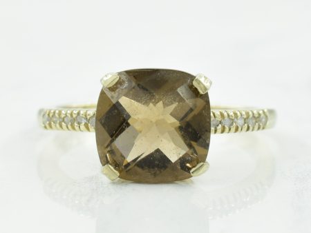 Smoky Quartz & Diamond Ring | 3.50ct, 0.06ctw | SZ 10 | Online