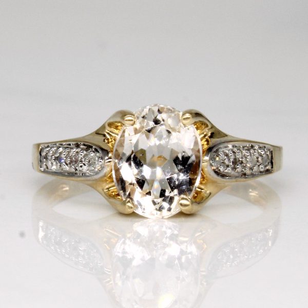 Spodumene and Accent Diamond 14k Ring | 1.6ct, 0.016ctw, | SZ 8.75 | Hot on Sale