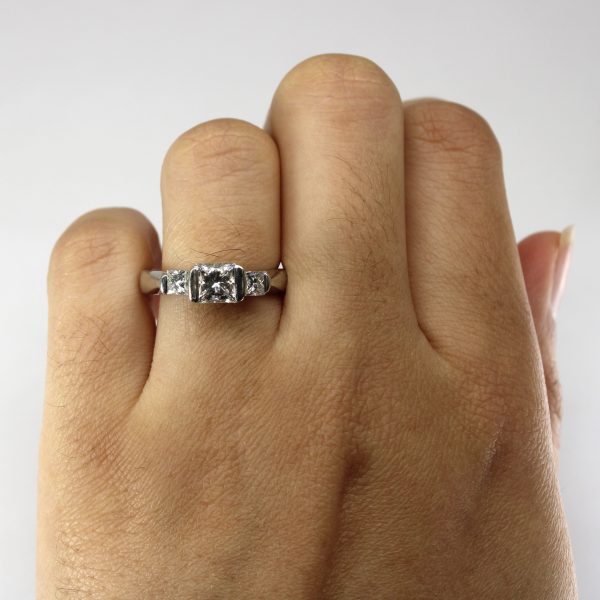 Three Stone Princess Diamond Ring | 1.73ctw SI2 E | SZ 7 | Online now