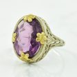 Two Tone Gold Glass Cocktail Ring | 5.55ct | SZ 6.5 | For Cheap