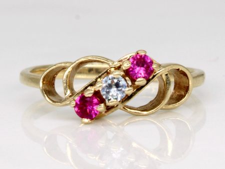 Synthetic Ruby & Clear Sapphire Waterfall Ring | 0.10ctw, 0.05ct | SZ 5.75 | Online now