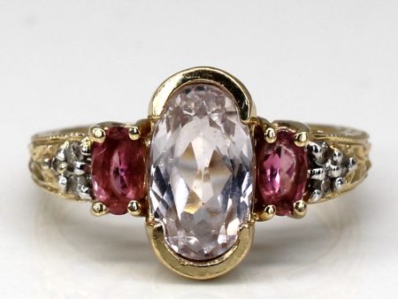 Spodumene, Tourmaline and Diamond Gold Ring | 2.00ctw | 0.36ctw | 0.06ctw | SZ 6 | on Sale