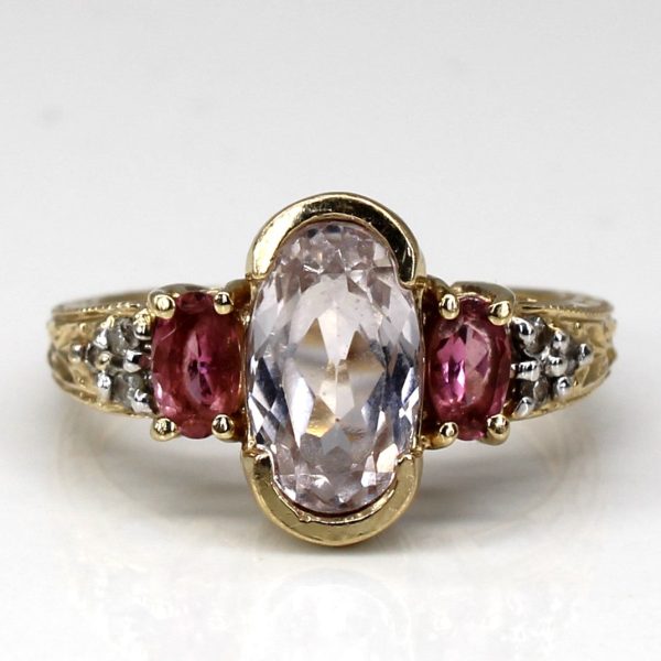 Spodumene, Tourmaline and Diamond Gold Ring | 2.00ctw | 0.36ctw | 0.06ctw | SZ 6 | on Sale