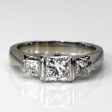 Three Stone Princess Diamond Ring | 1.73ctw SI2 E | SZ 7 | Online now