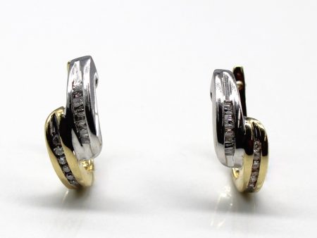 Two Tone Gold Diamond Huggie Earrings | 0.18ctw | Online Hot Sale