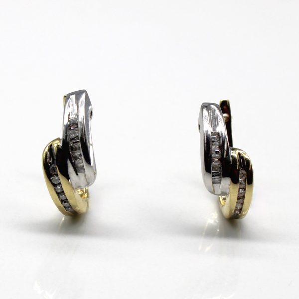 Two Tone Gold Diamond Huggie Earrings | 0.18ctw | Online Hot Sale