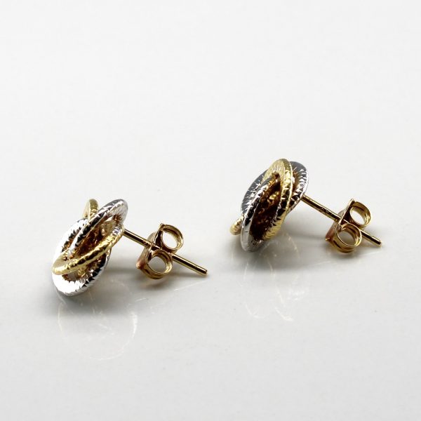 Two Tone Gold Swirl Stud Earrings on Sale