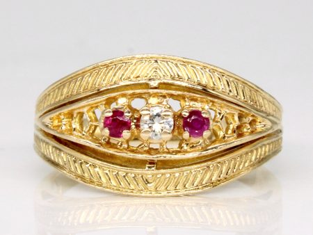 Synthetic Ruby & Diamond Ring | 0.07ctw, 0.05ct | SZ 5.75 | Supply