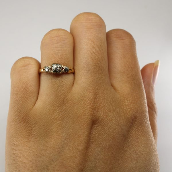 Vintage Diamond Two Tone Gold Ring | 0.03ct | SZ 6.25 | on Sale