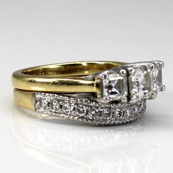 Three Stone Diamond with Band Soldered Set | 1.62ctw VS2 E | SZ 6.25 | Online now