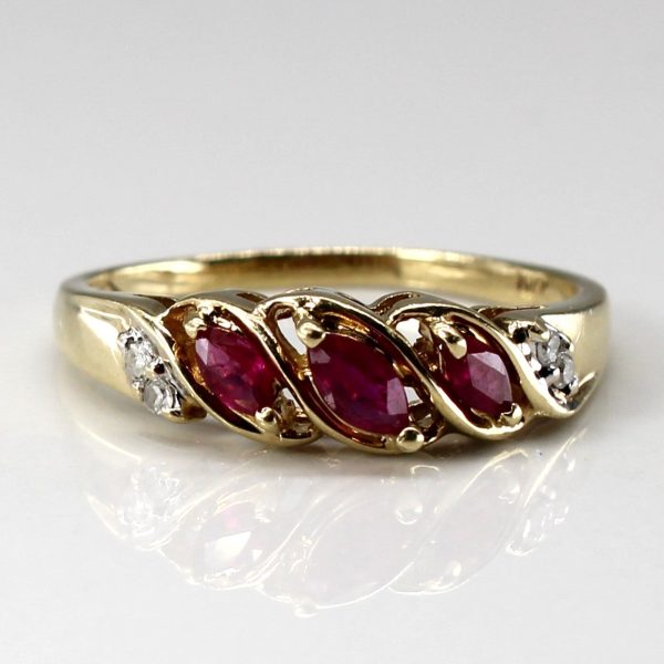 Three Stone Ruby & Diamond Ring | 0.30ctw | 0.04ctw | SZ 7.75 | Online now