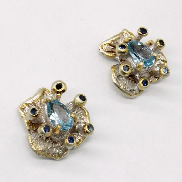 Topaz & Sapphire Earrings | 0.30ctw, 0.10ctw | Sale