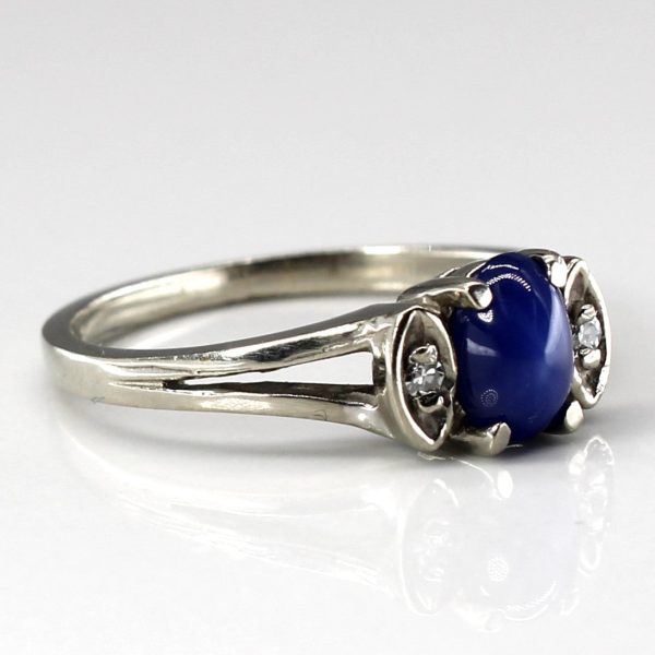 Three Stone Sapphire & Diamond Ring | 0.65ct | 0.02ctw | SZ 5.75 | on Sale