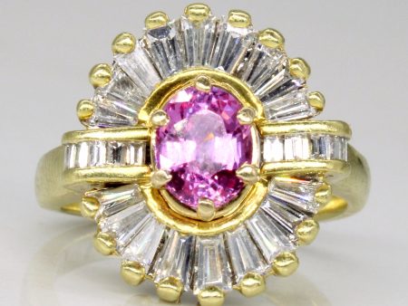 Synthetic Pink Sapphire & Diamond Cocktail Ring | 1.15ct, 0.70ctw | SZ 6.5 | Hot on Sale