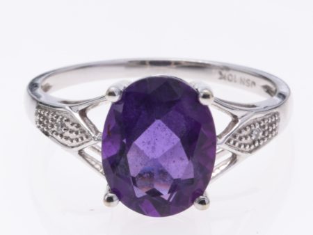 10K White Gold Amethyst and Diamond Ring | 2.21ct, 0.01ctw | SZ 6.5 Online Hot Sale