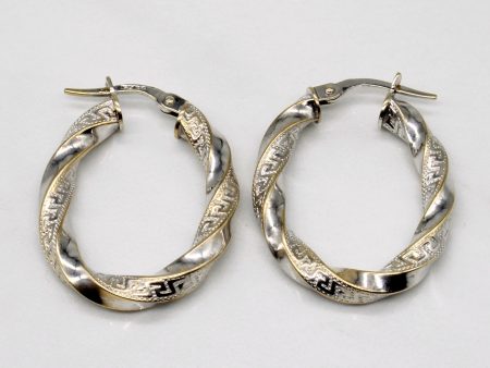 10k Two Tone Gold Twist Hoop Earrings Online now