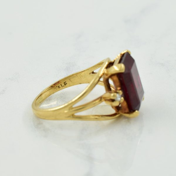 Synthetic Ruby & Diamond Ring | 4.00ct, 0.02ctw | SZ 3.75 | Online