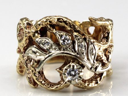 Textured Diamond Two Tone Gold Ring | 0.10ctw | SZ 5.5 | Supply