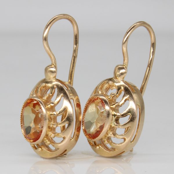 Synthetic Orange Pink Sapphire Earrings | 2.50ctw | Hot on Sale