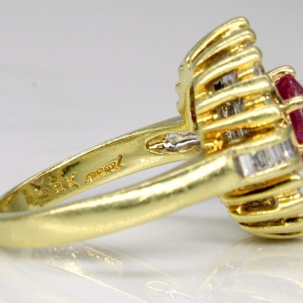 Synthetic Pink Sapphire & Diamond Cocktail Ring | 1.15ct, 0.70ctw | SZ 6.5 | Hot on Sale