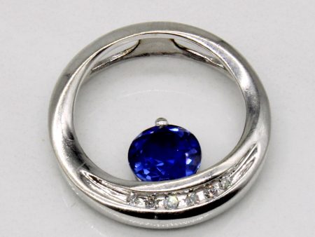 Synthetic Sapphire & Diamond Eternity Pendant | 0.50ct, 0.03ctw | For Sale