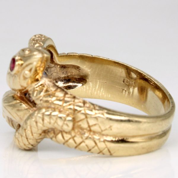 Synthetic Ruby Snake Ring | 0.05ctw | SZ 7.75 | on Sale