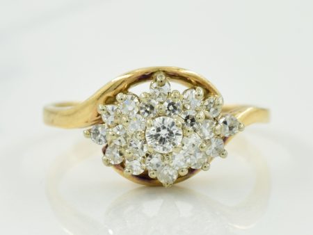 Two Tone Gold Diamond Cluster Bypass Ring | 0.45ctw | SZ 9.5 | Online