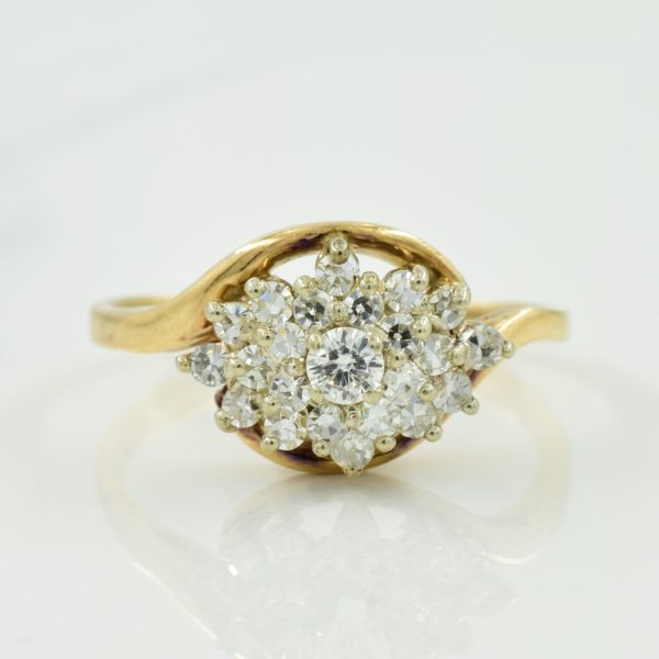 Two Tone Gold Diamond Cluster Bypass Ring | 0.45ctw | SZ 9.5 | Online