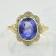 Synthetic Sapphire & Diamond Halo Cocktail Ring | 3.40ct, 0.08ctw | SZ 8 | For Sale