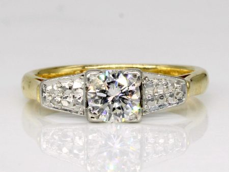 Vintage Diamond Engagement Ring in 18k with Platinum Setting  | 0.42ct | SZ 4.5 | For Cheap